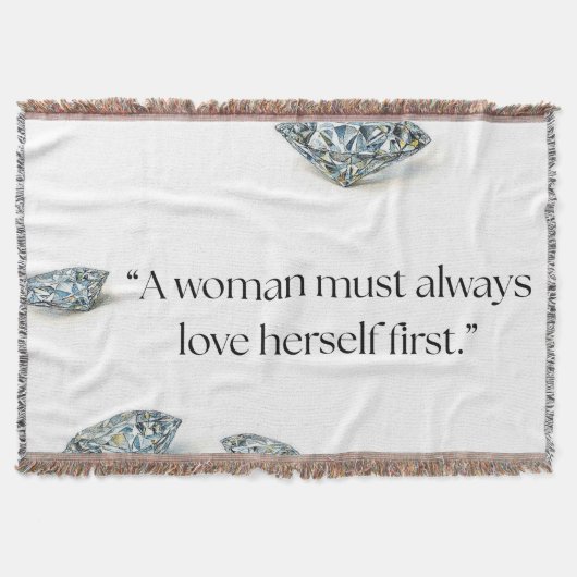 Motivational Quote Blanket  “Love Yourself First”  スローブランケット (正面)