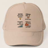 Motivational Quote Cap – Hustle Hard, Dream Big, I キャップ (正面)