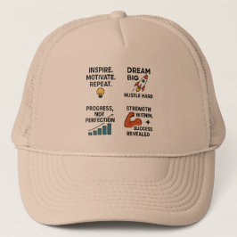 Motivational Quote Cap – Hustle Hard, Dream Big, I キャップ