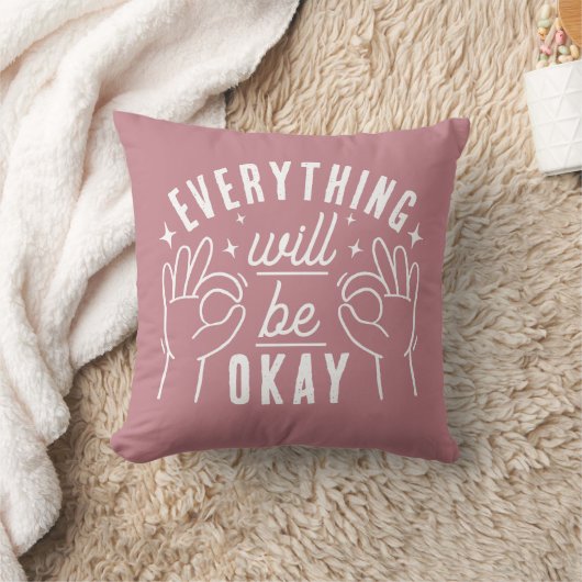 Motivational Quote Everything Will Be Okay クッション (ブランケット)