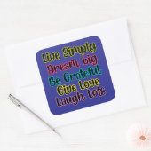 Motivational Quote Live Simply Dream Give Love スクエアシール (封筒)