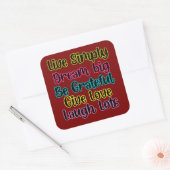Motivational Quote Live Simply Dream Give Love スクエアシール (封筒)