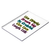 Motivational Quote Live Simply Dream Give Love ノートブック (左側)