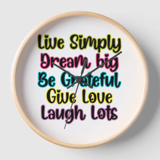 Motivational Quote Live Simply Dream Give Love 壁時計