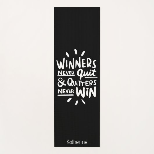 Motivational Quote personalized name Workout Black ヨガマット (正面)