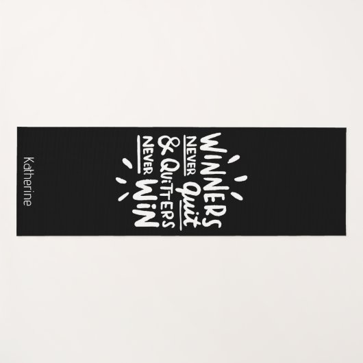Motivational Quote personalized name Workout Black ヨガマット (正面(横))