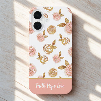 Motivational Quote Pink Floral Phone Case iPhone 16ケース