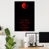 Motivational Quote Red Black Basketball Poster ポスター (ホームオフィス)