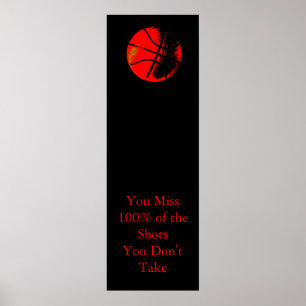 Motivational Quote Red Black Basketball Poster ポスター