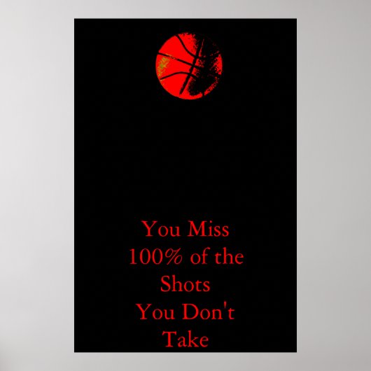 Motivational Quote Red Black Basketball Poster ポスター (正面)