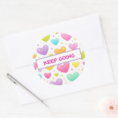 Motivational Quote Sticker | Pastel Hearts Design ラウンドシール (封筒)