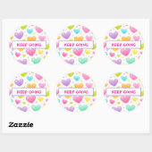 Motivational Quote Sticker | Pastel Hearts Design ラウンドシール (シート)