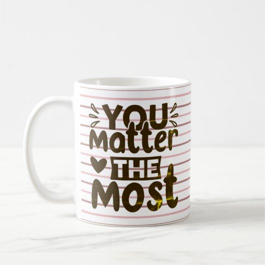 Motivational Quote Stripe Design Mug コーヒーマグカップ (左)