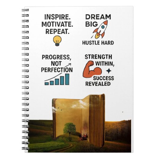 "Motivational Quotes Notebook – Dream Big, Hustle  ノートブック (正面)