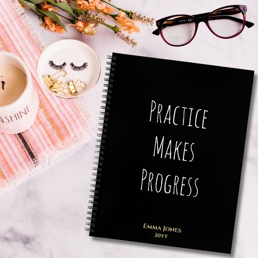 Motivational Quotes Practice Makes Progress Custom ノートブック