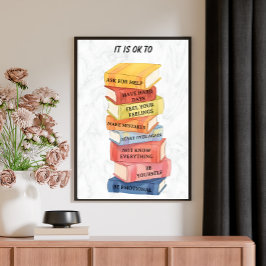 Motivational Quotes Watercolor Books Custom Poster ポスター