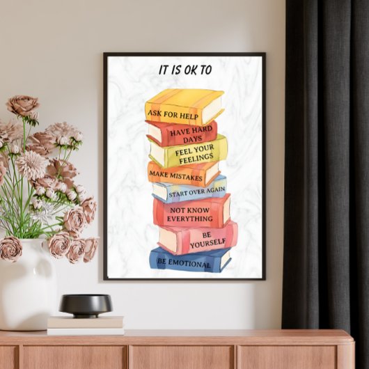 Motivational Quotes Watercolor Books Custom Poster ポスター