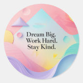 Motivational Sticker Set – "Dream Big. Work Hard.  ラウンドシール (正面)