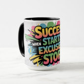 Motivational Success Starts When Excuses Stop マグカップ (正面左)
