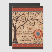 Motivational Unwritten Quote Floral Magnetic Card (正面/裏面)