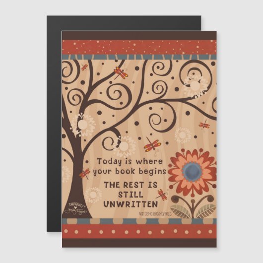 Motivational Unwritten Quote Floral Magnetic Card (正面/裏面)