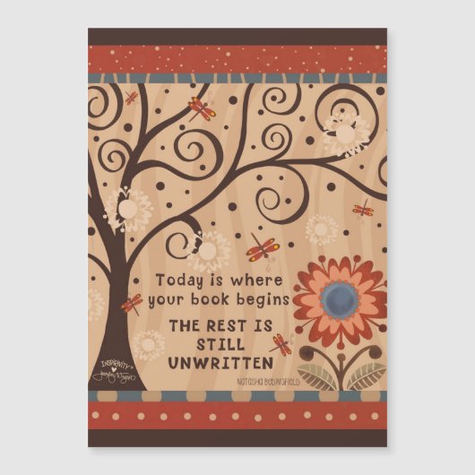 Motivational Unwritten Quote Floral Magnetic Card (正面)
