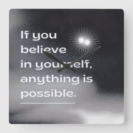 Motivational Wall Art | “Believe in Yourself” Mini スクエア壁時計