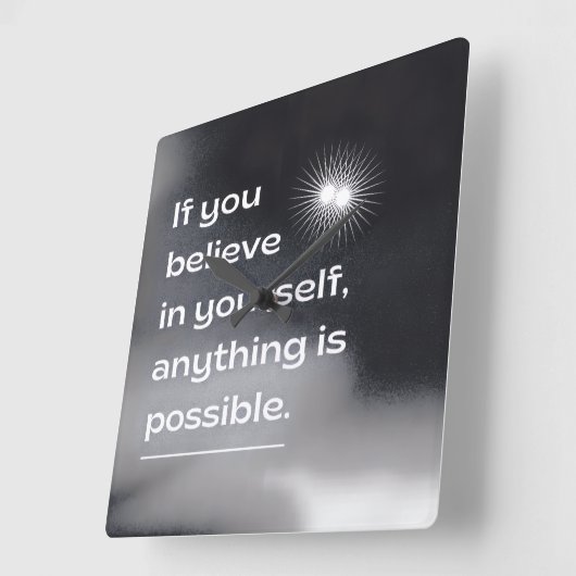 Motivational Wall Art | “Believe in Yourself” Mini スクエア壁時計 (傾斜)
