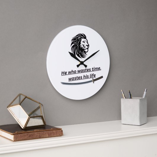 Motivational Wall Clock – Time Is Precious Quote ラージ壁時計 (オフィス)