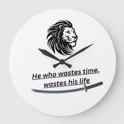 Motivational Wall Clock – Time Is Precious Quote ラージ壁時計 (正面)