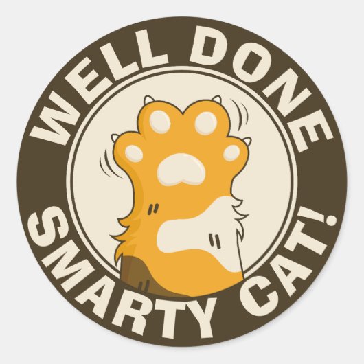 Motivational Well done Smarty Cat Cute Reward ラウンドシール (正面)