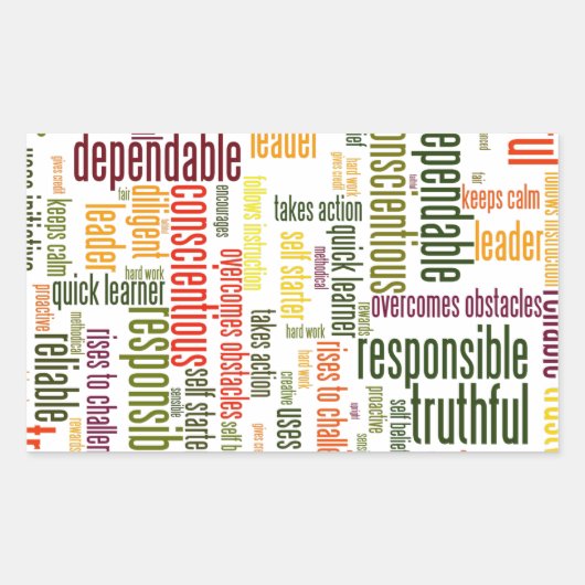 Motivational Words #4 positive values 長方形シール (正面)