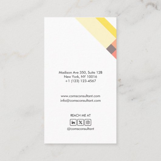 motivo geométrico minimalista moderno amarillo 名刺 (裏面)