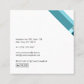 motivo geométrico minimalista moderno azul スクエア名刺 (裏面)