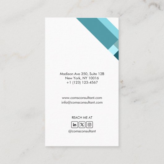 motivo geométrico minimalista moderno azul 名刺 (裏面)