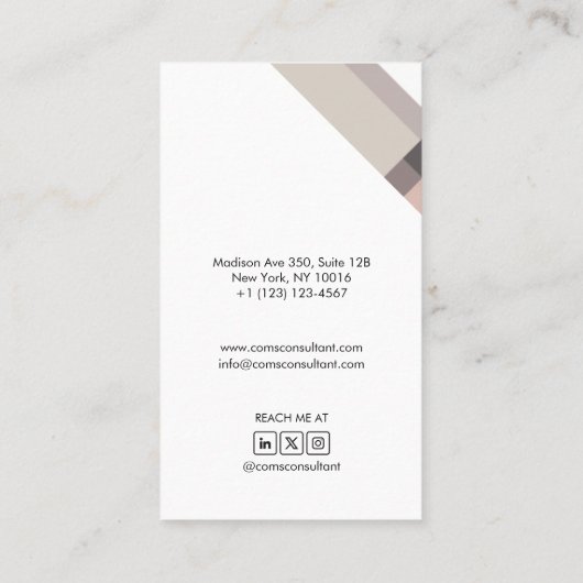 motivo geométrico minimalista moderno marrón 名刺 (裏面)