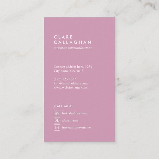 motivo geométrico minimalista moderno rosa 名刺 (裏面)