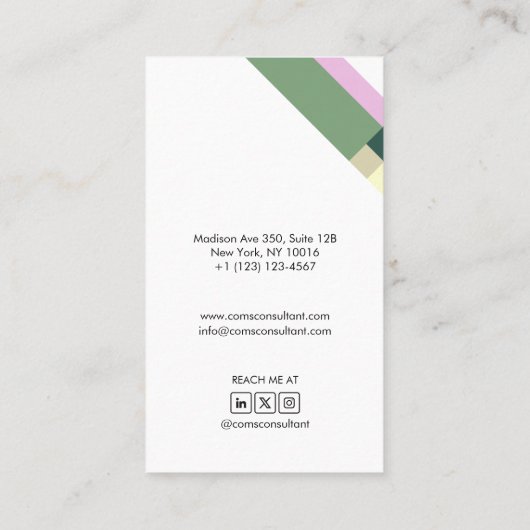 motivo geométrico minimalista moderno verde 名刺 (裏面)