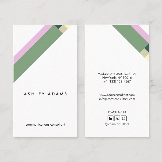 motivo geométrico minimalista moderno verde 名刺