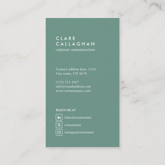 motivo geométrico minimalista moderno verde 名刺 (裏面)