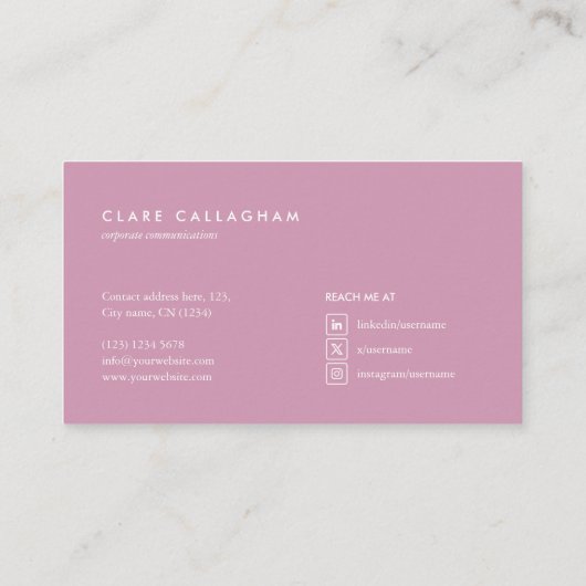 motivo geométrico moderno minimalista rosa 名刺 (裏面)