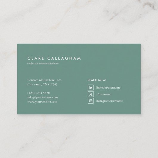 motivo geométrico moderno minimalista verde 名刺 (裏面)