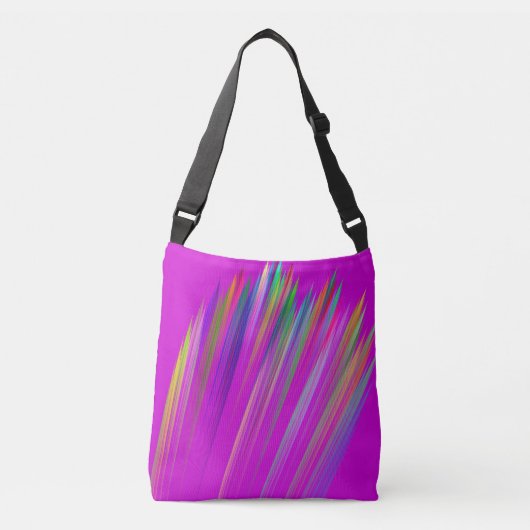 Motley abstract stripes on fuchsia color クロスボディバッグ (正面)