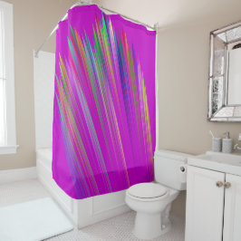 Motley abstract stripes on fuchsia color シャワーカーテン