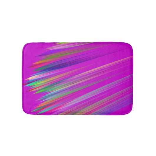 Motley abstract stripes on fuchsia color バスマット (正面)