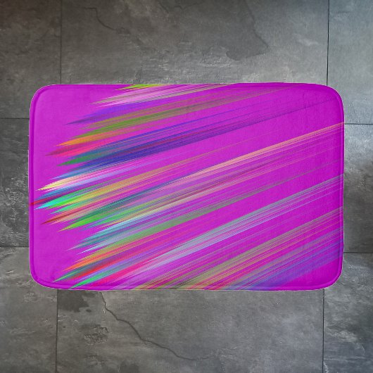 Motley abstract stripes on fuchsia color バスマット