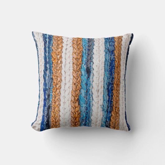 Motley Patchwork rug from denim jeans fabric, top クッション (正面)
