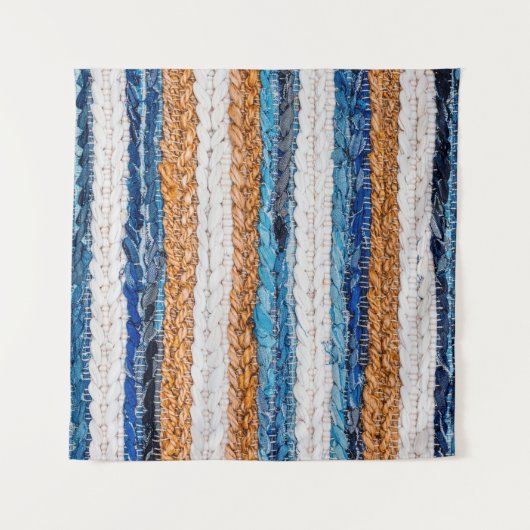 Motley Patchwork rug from denim jeans fabric, top  タペストリー (正面)