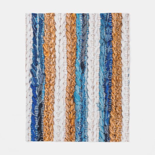 Motley Patchwork rug from denim jeans fabric, top フリースブランケット (正面)