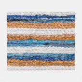Motley Patchwork rug from denim jeans fabric, top フリースブランケット (正面(横))